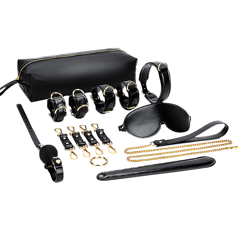 High-end Props Genuine Leather Eight-piece Set Bondage And Discipline Handcuffs