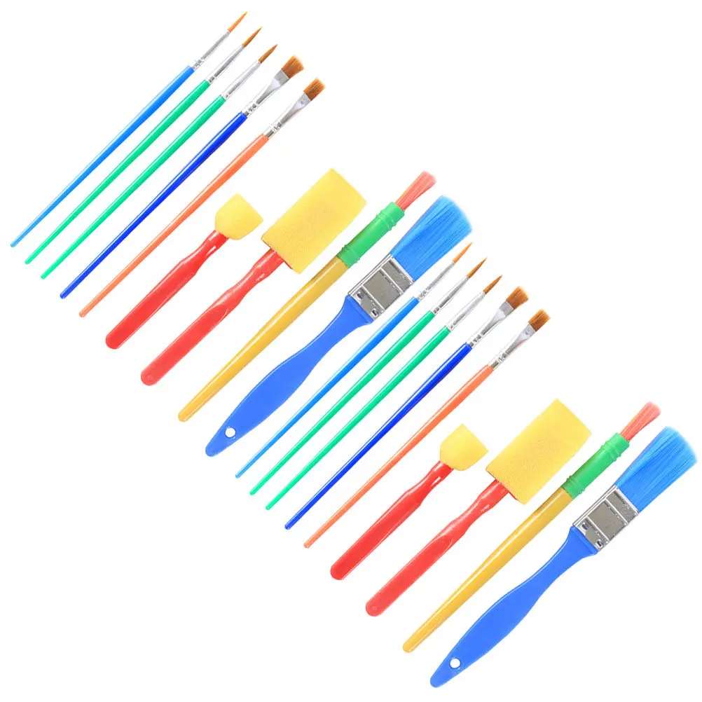 18Pcs 어린이를위한 페인팅 스폰지 브러쉬 세트 낙서 스탬프 아트 공예 키트 유치원 홈 DIY 가족 활동 상상력
