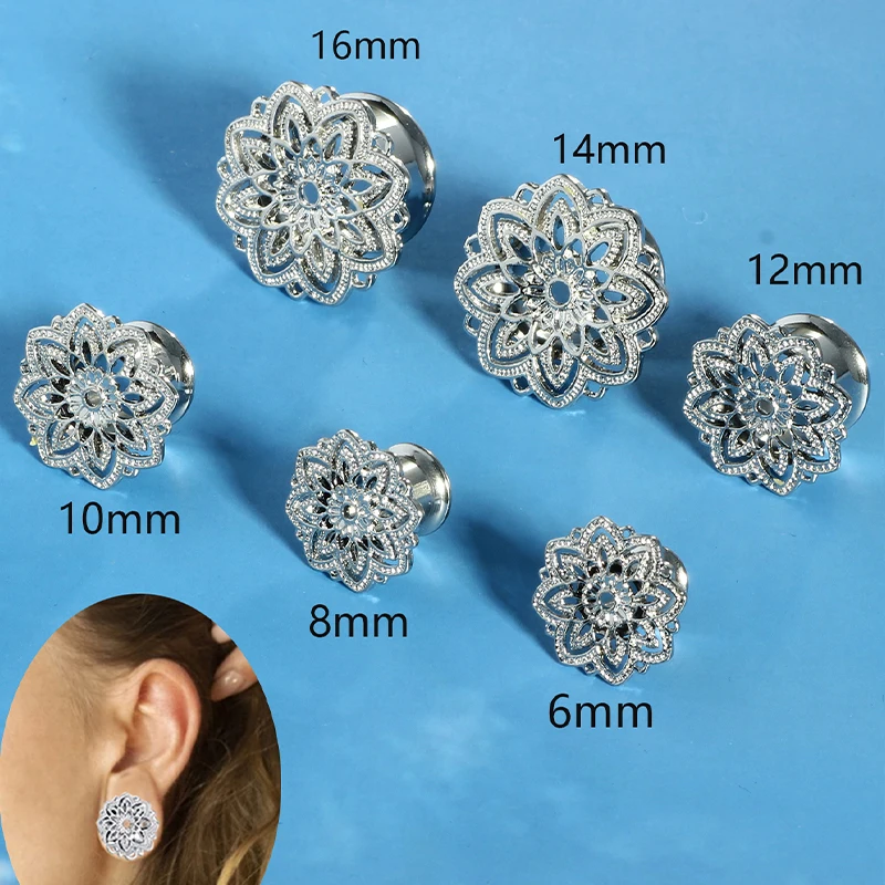 2pc 6mm-16mm Stainless Steel Ear Plugs Tunnels Gold Color Screwed Earrings Expander Earlet Gauges Body Piercings Jewelry