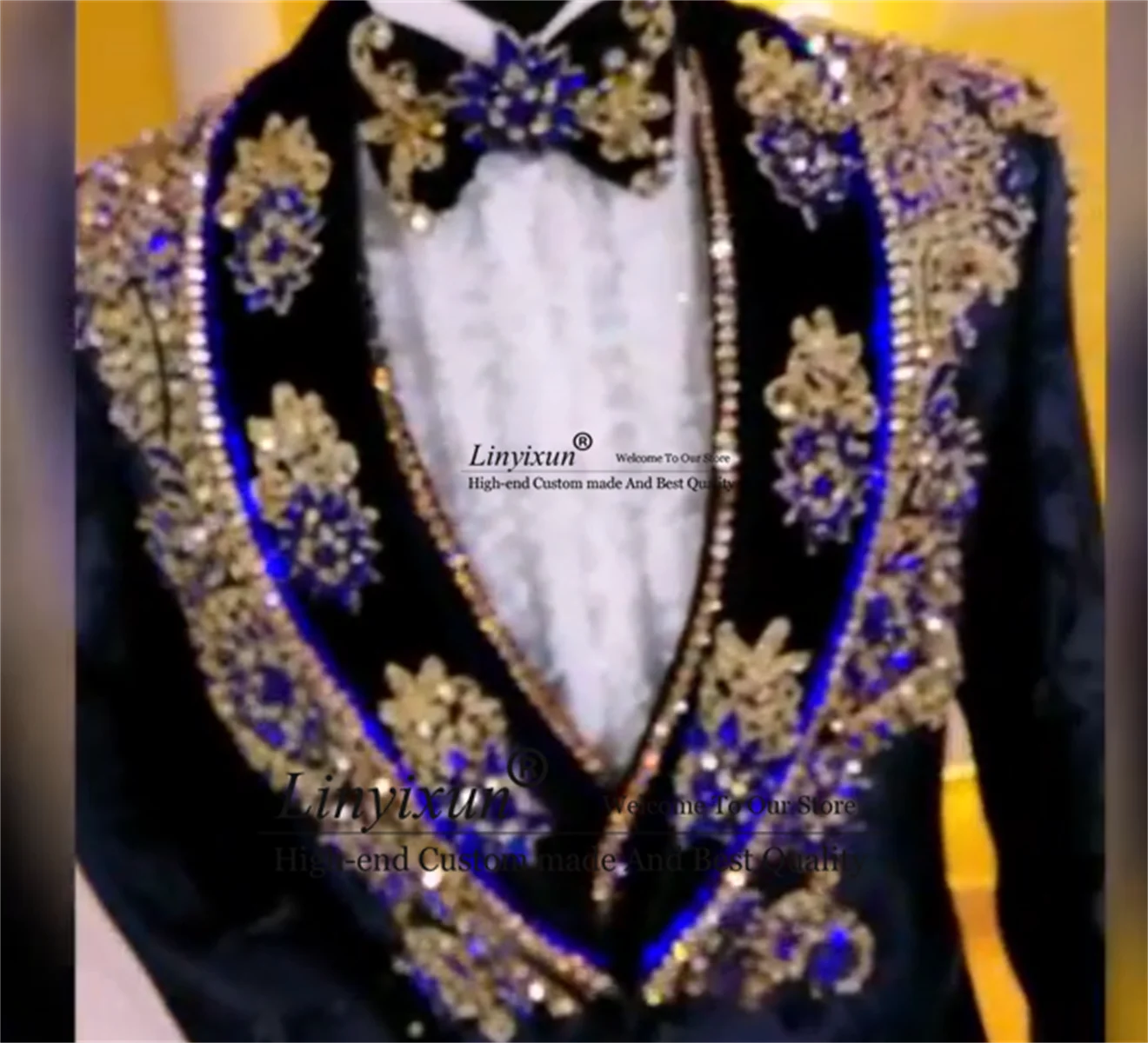 Luxury Two-tone diamond design Men Suits Shawl Lapel Groom Tuxedos 3Pieces Wedding Prom Blazers Customized trajes para hombre 3