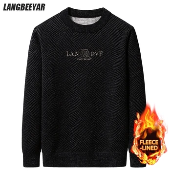 Top Quality Thick Velvet Warm Men Fashion Autum Winter Brand Slim Fit Knit Pullover Designer Sweater Korean Woolen Casual Jumper