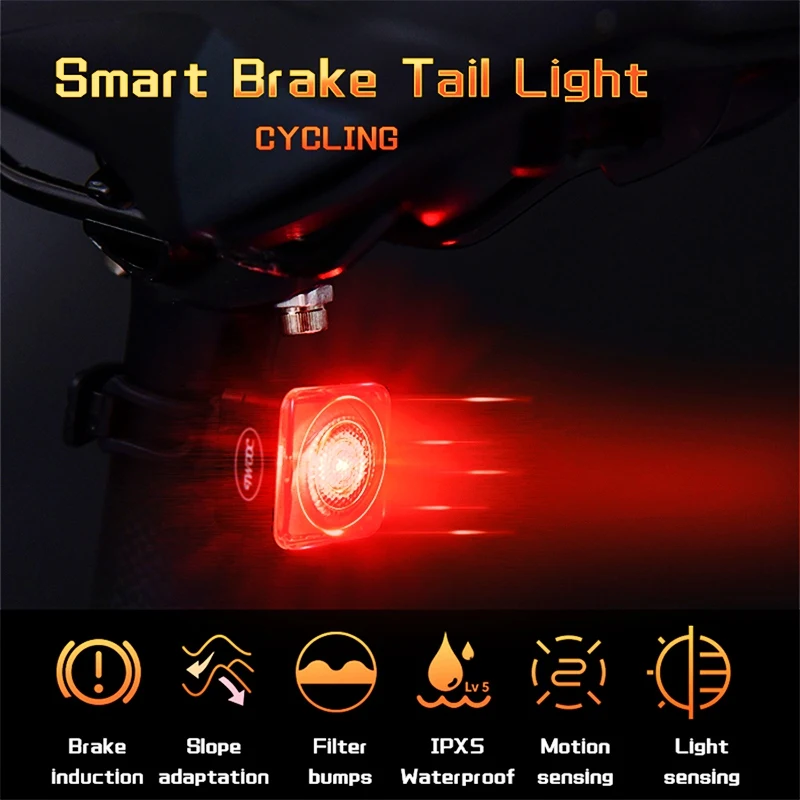 CYCLAMI Bicycle Smart Brake Taillight Bike High Brightness Long Distance AUTO Dormancy Rechargeable IPX5 Riding Taillight