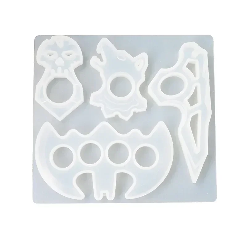 DIY Crystal Epoxy Mold Epoxy Ring Set Keychain Defensive Wolf Head Mirror Jewelry Silicone Mold