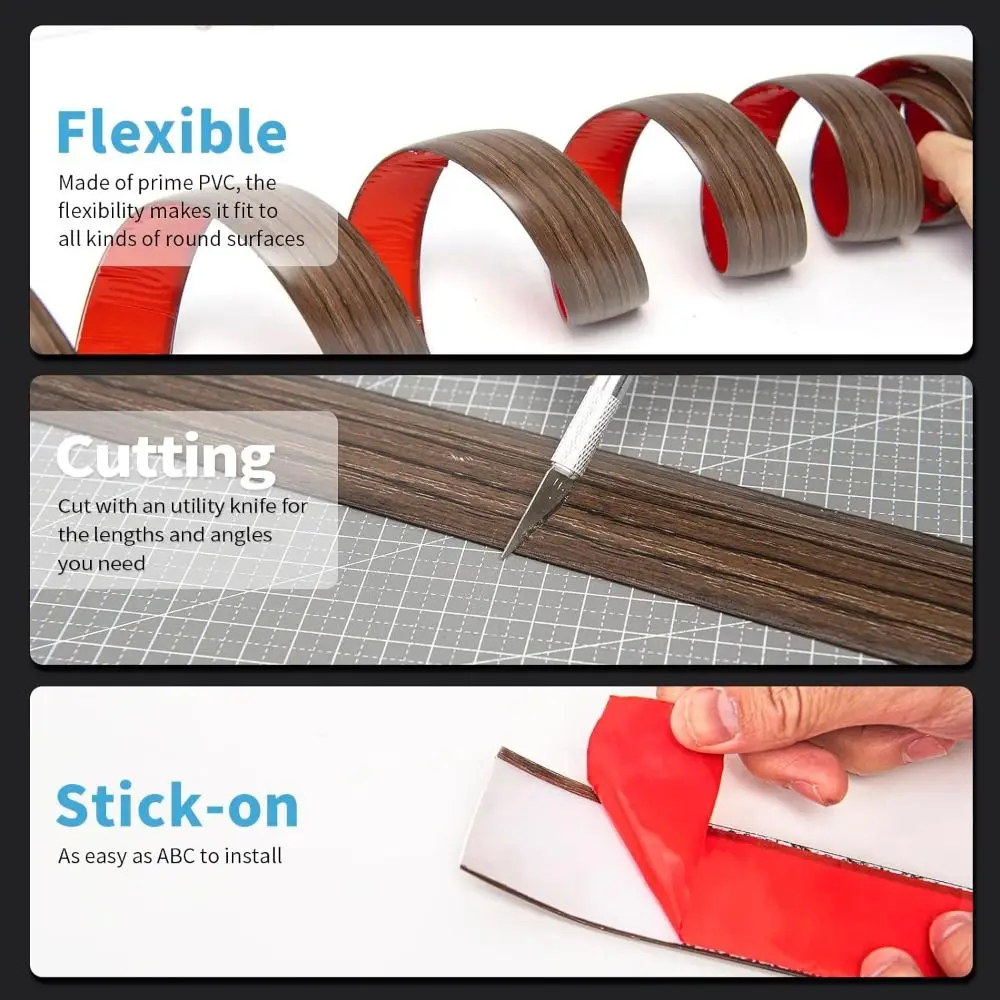 Carpet To Tile Floor Transition Strip Wear-resistant Self Adhesive Threshold Cover PVC Wood Grain Floor Joining Strip Doorway floor edge reducer