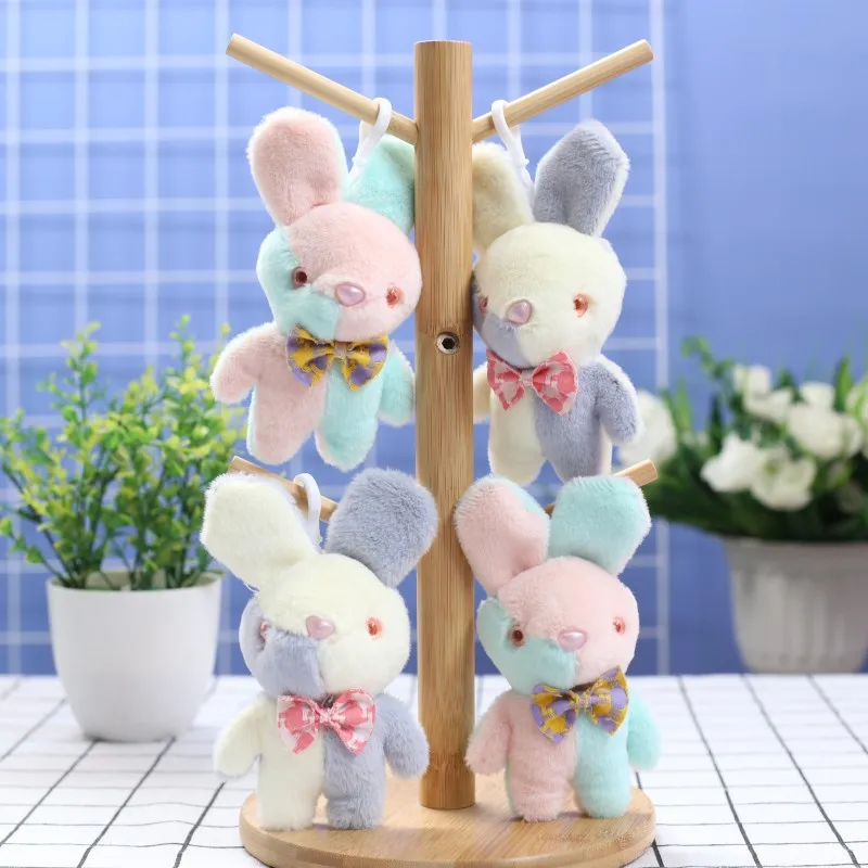 

100pcs/lot Wholesale Creative Cartoon Bow Tie Bunny Plush Toy Doll Pendant Bag Ornament Ragdoll Pta447
