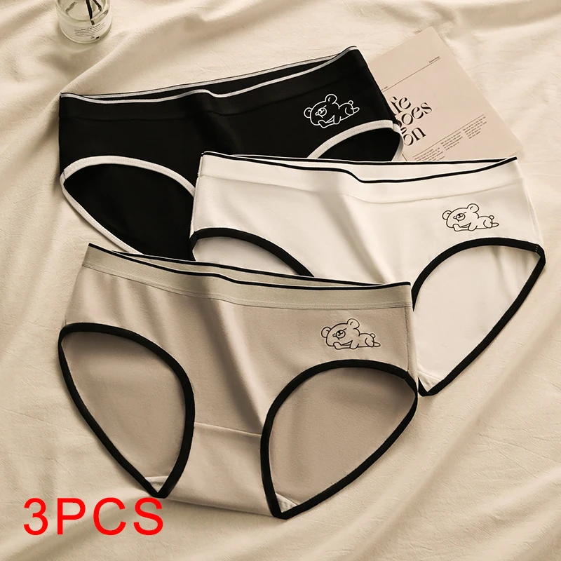 

3PCS Soft Briefs Comfortable Sexy Mid-rise Lingerie for Ladies Sports Panty Women Underwears Intimate Underwear Women's Panties