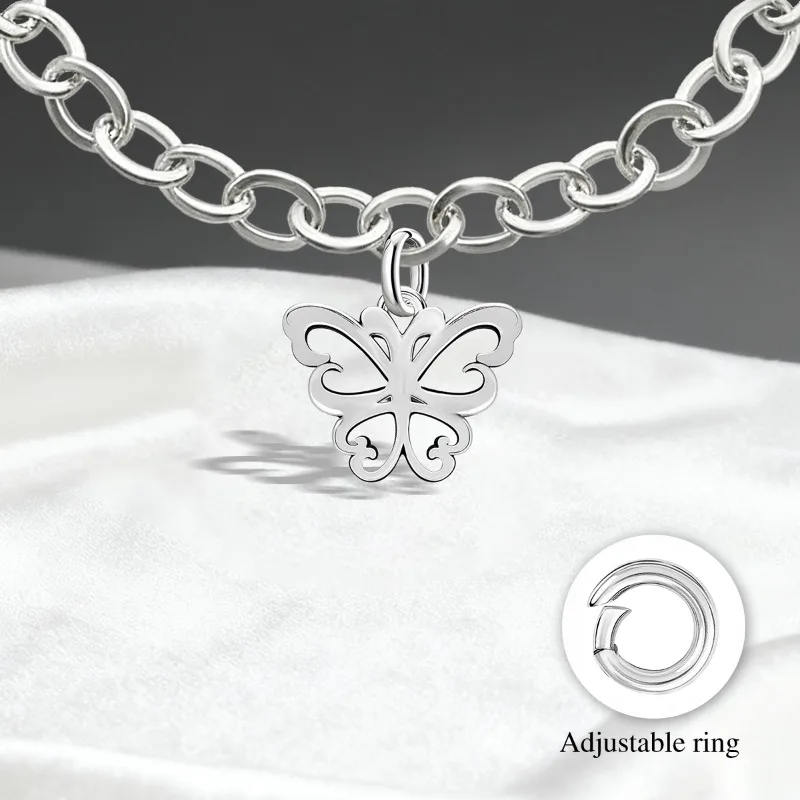 Verstellbare 925 Sterling Silber Vintage Anhänger Kaffee-Schmetterling Charms Perlen Passend für Original Armband Armreif Halskette DIY Schmuck – Detail 15