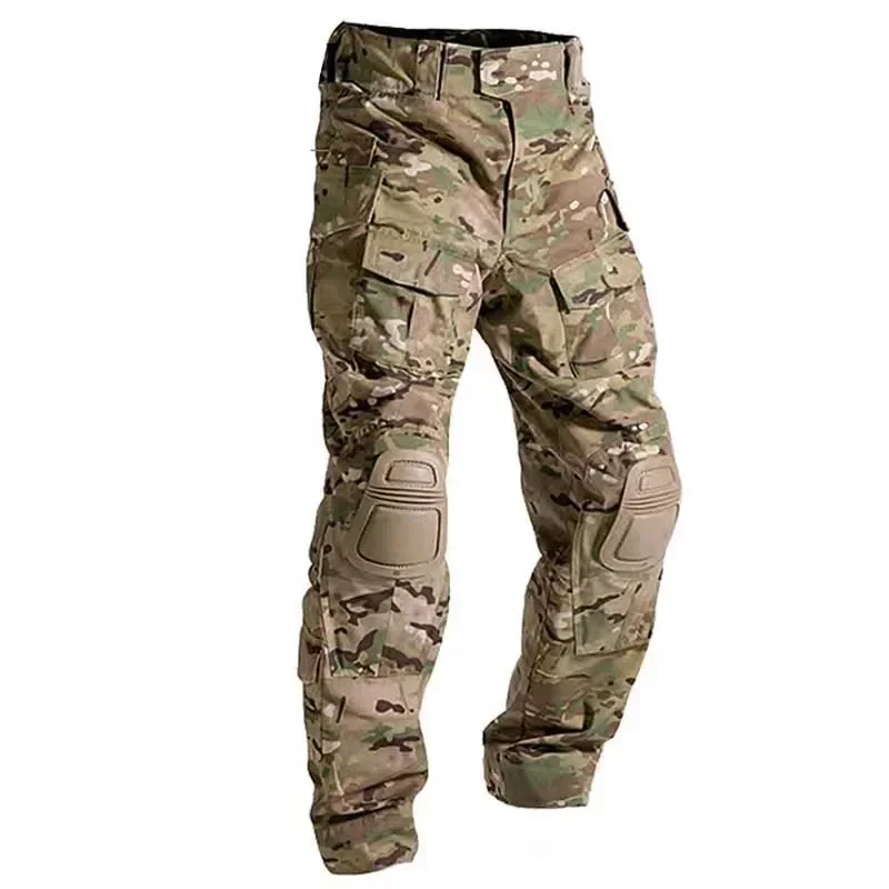 Combat Camo Pants Men Outdoor Tactical Hiking Working Hunting Wear Resistant Multi-pocket +Knee Pads