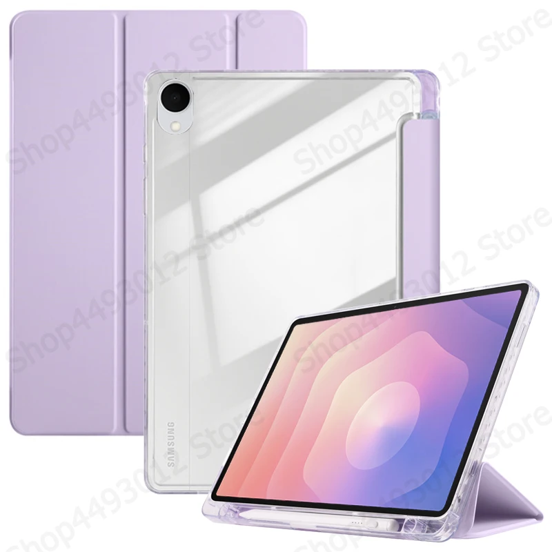 Clear Acrylic Trifold Stand Tablet Case with Pencil Holder - Fits 11-Inch Tablets