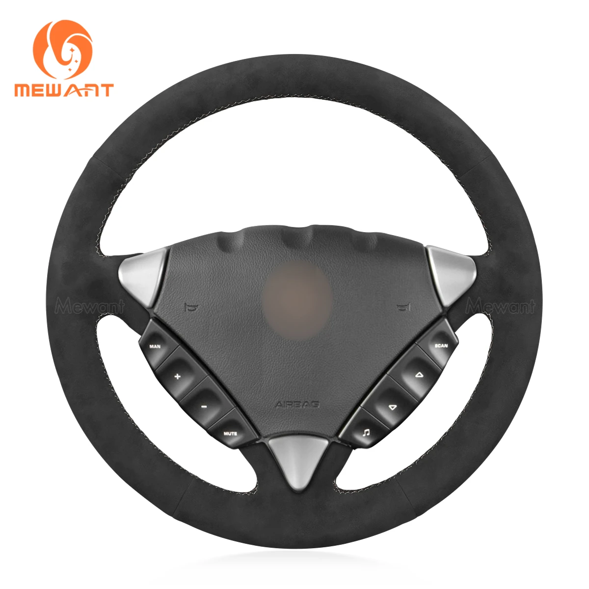 

MEWANT Black Alcantara Car Steering Wheel Covers for Porsche Cayenne 2003 2004 2005 2006 2007 2008 -2010 Accessories Interior