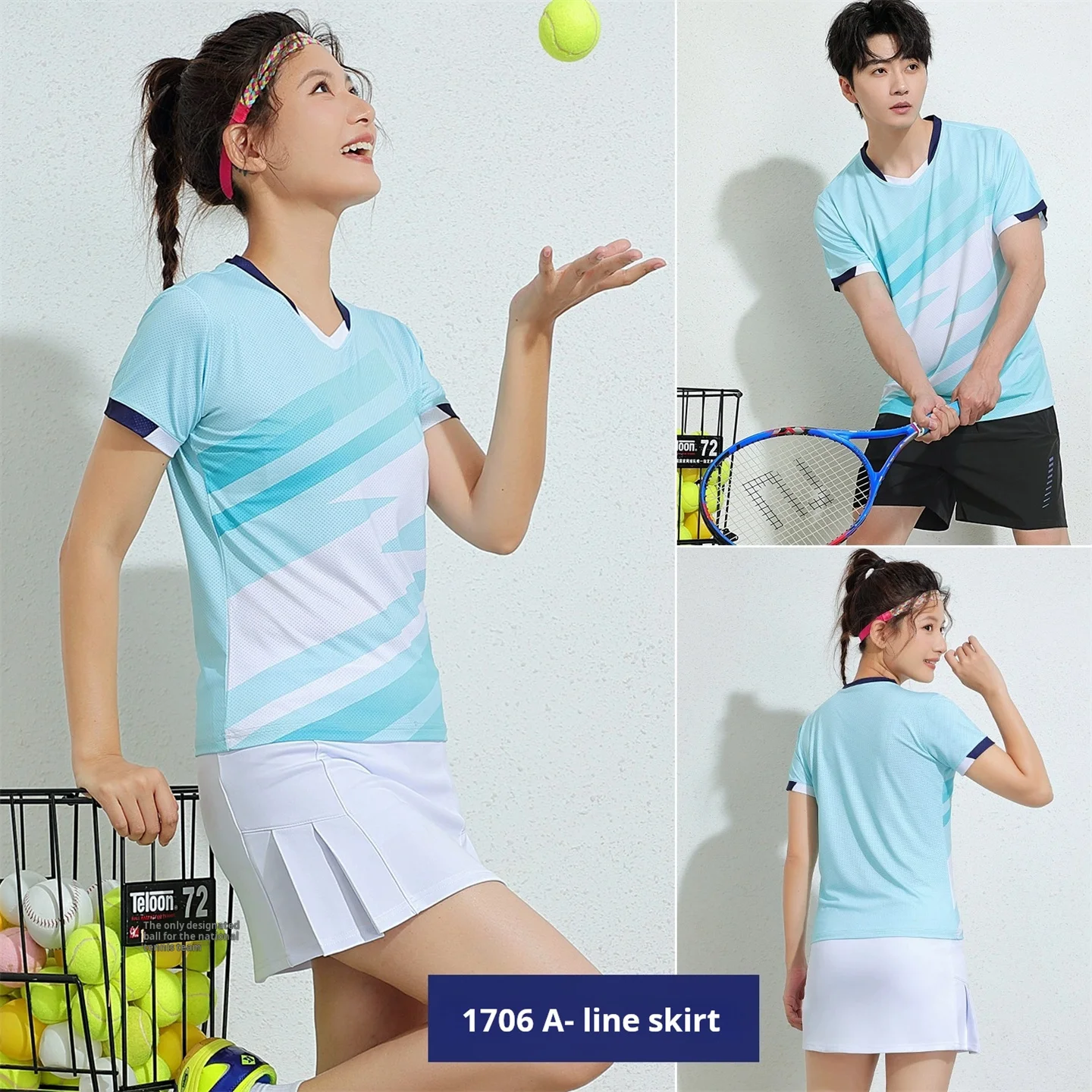 Summer Men Women's Tennis Suit Quick-Drying Badminton Set Moisture-Wicking Breathable Short-Sleeved Jerseys / Shorts / Pantskirt
