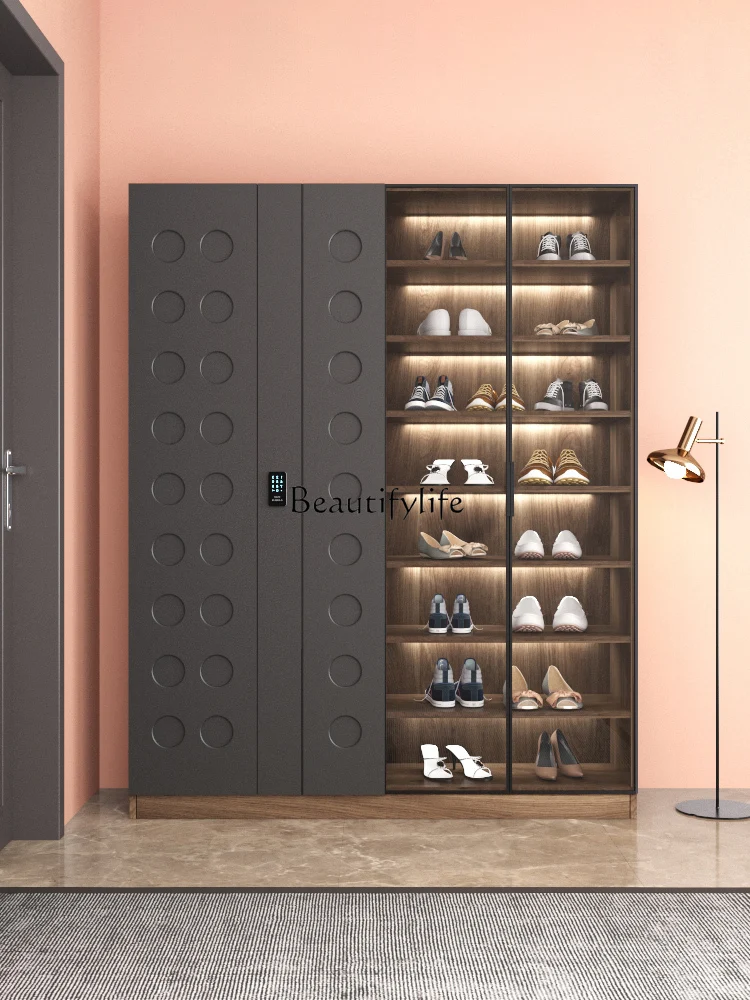 Transparent Large Capacity Multi Layer High End Shoe Cabinet with Lock outside the Corridor