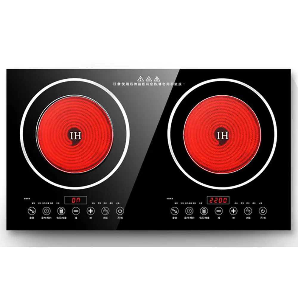 Double Head High-Power Rapid Heating Double-Head Electric Ceramic Stove Knob Control Suitable For Any High-Temperature Cookware