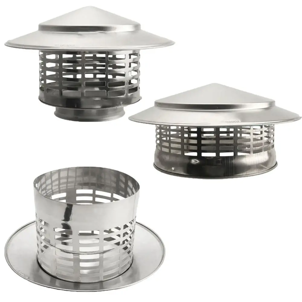 75-200 มม.สแตนเลสสตีล Chimney หมวกผนังภายนอกระบบระบายอากาศ Air Outlet Rain ท่อหมวกหลังคาท่อ Vent 1