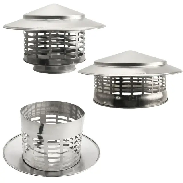 75-200 มม.สแตนเลสสตีล Chimney หมวกผนังภายนอกระบบระบายอากาศ Air Outlet Rain ท่อหมวกหลังคาท่อ Vent 1