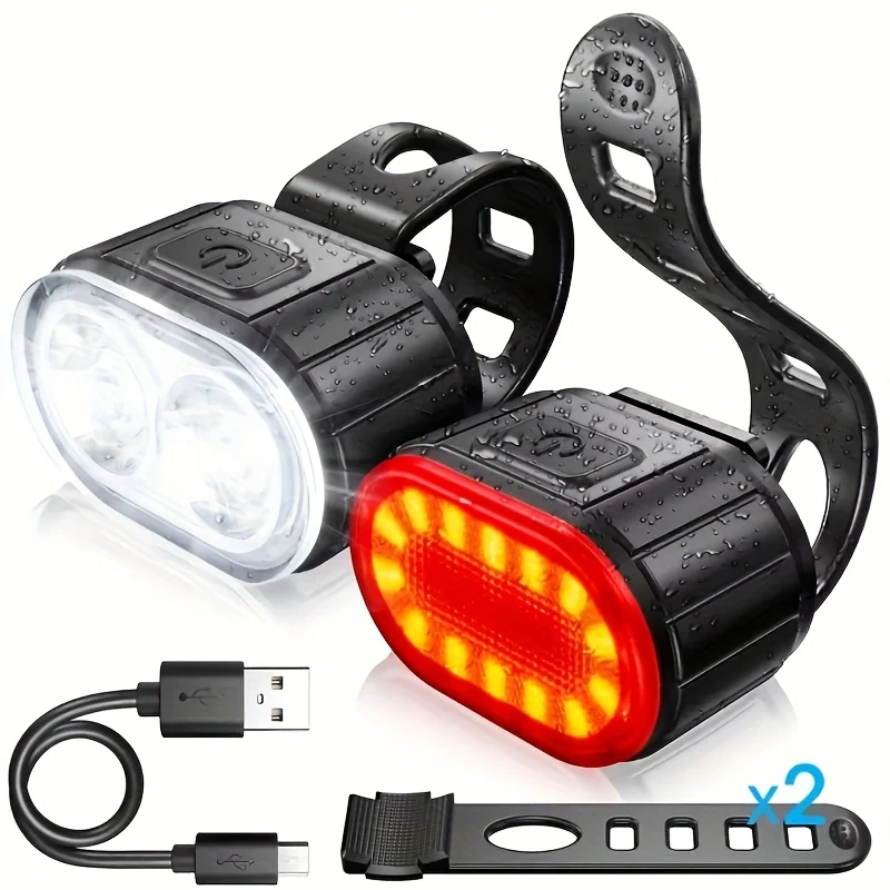 Rechargeable LED Bike Lighting Set - Front and Rear Lights