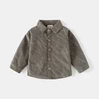 2025 Autumn Children Boy 1-6 Years Corduroy Shirt Soft Fashion Long Sleeve Overshirt Causal Soft Ripple Pattern Kid Boy Shirts 1