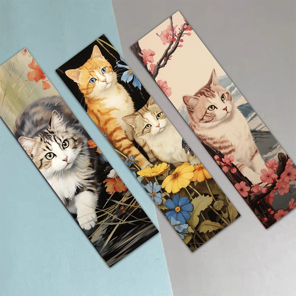 Japanese Cat Bookmark Cartoon Cute Animal Decoration Reading Page Mark Book Mark Page Holder Student Supplies Message Card 30pcs animal bookmark bookmarks stationery supplies