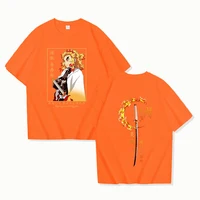Hot New Anime Rengoku Kyoujurou Printed Men's Summer Short Sleeve Tee Shirts Round Neck Casual Summer Unisex Tops 2