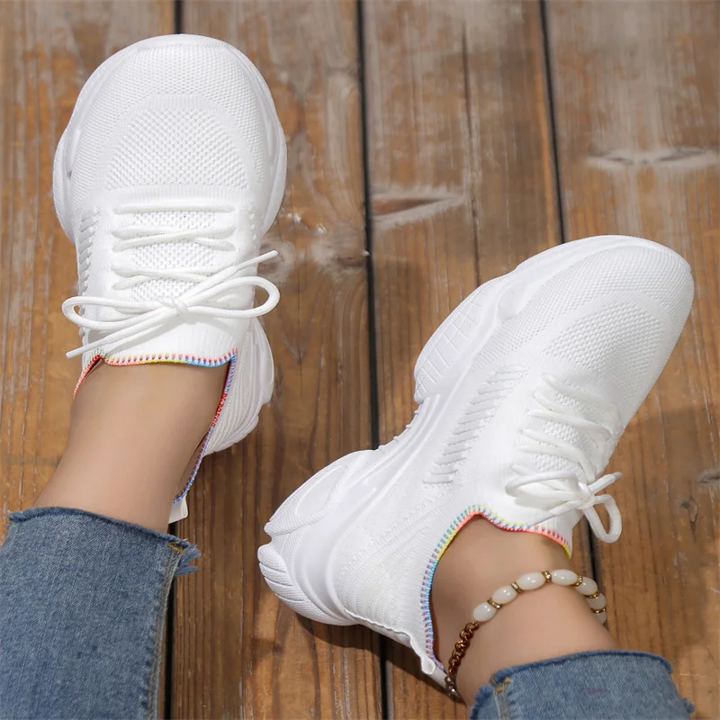 Mesh Breathable Women Casual Sneakers Lace-up Vulcanized Shoes Ladies Platform Sneakers Female Shoes Plus Size Zapatos De Mujer