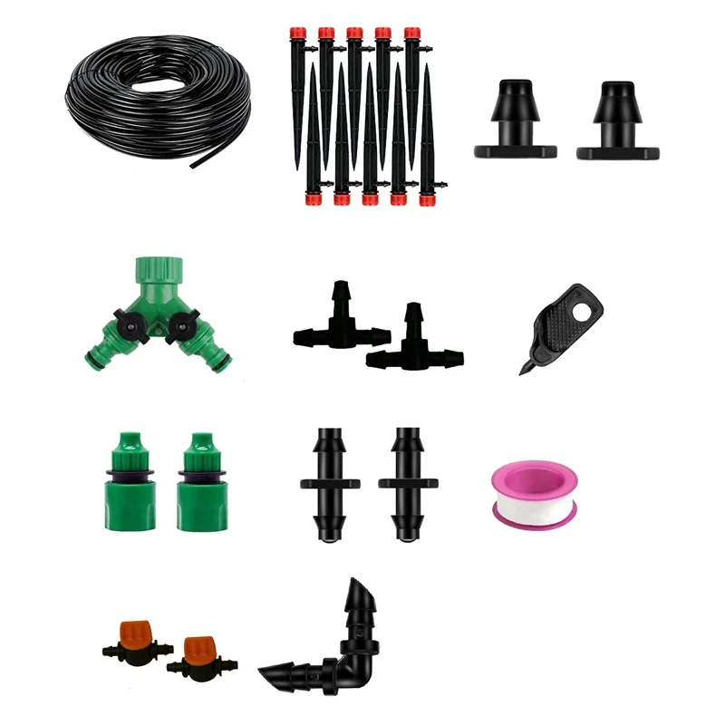 

1/4Inch Hose Drip Irrigation System Adjustable Sprinkler Kit Garden Watering Inserting Ground Mini Flow Dripper