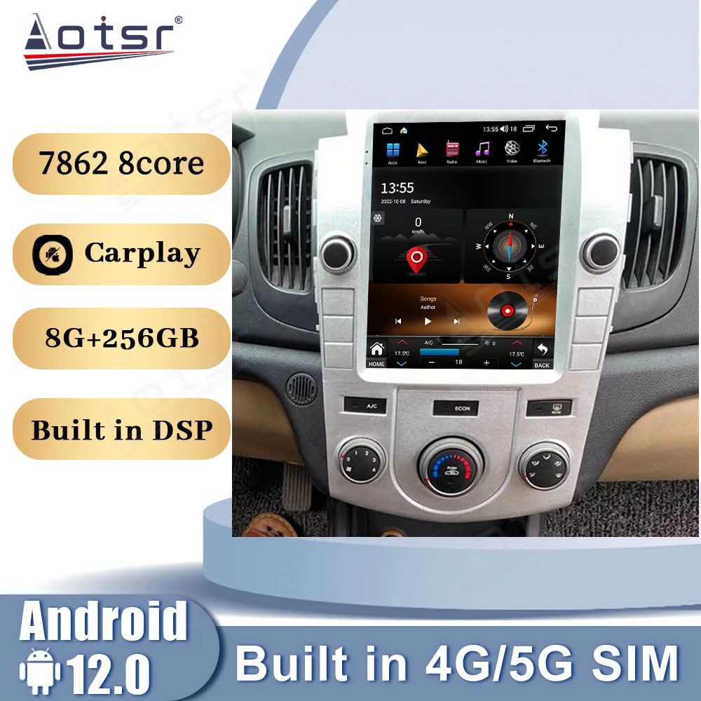 

Android 12 Car Radio For Kia Forte Cerato 2008 2009 2010 2011 2012 Tesla Touch Screen Carplay GPS Navi SIM Auto Stereo Head Unit