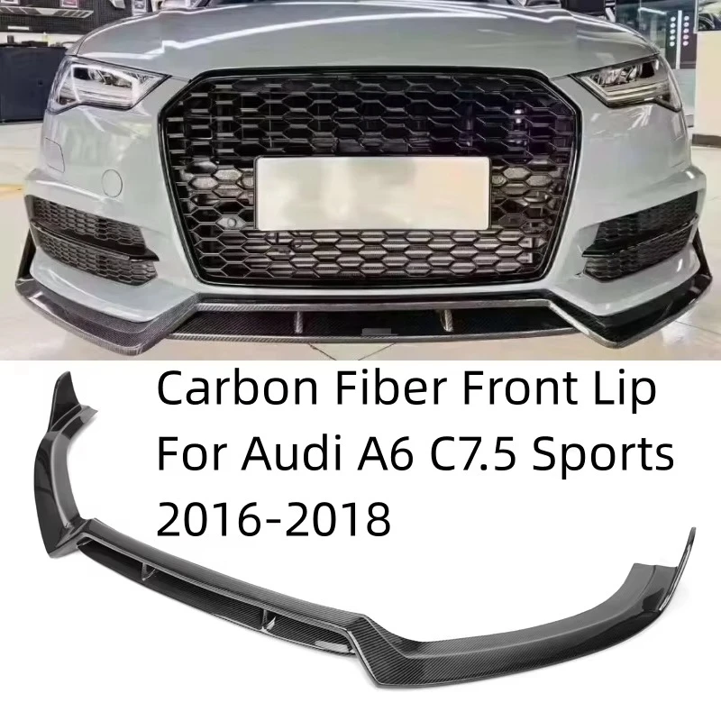 고품질 A6 S6 C7.5 스포츠 리얼 카본 파이버 프론트 립 KB 스타일 디퓨저 범퍼 스포일러 (A6 S6 C7.5 2016 2017 2018년식)