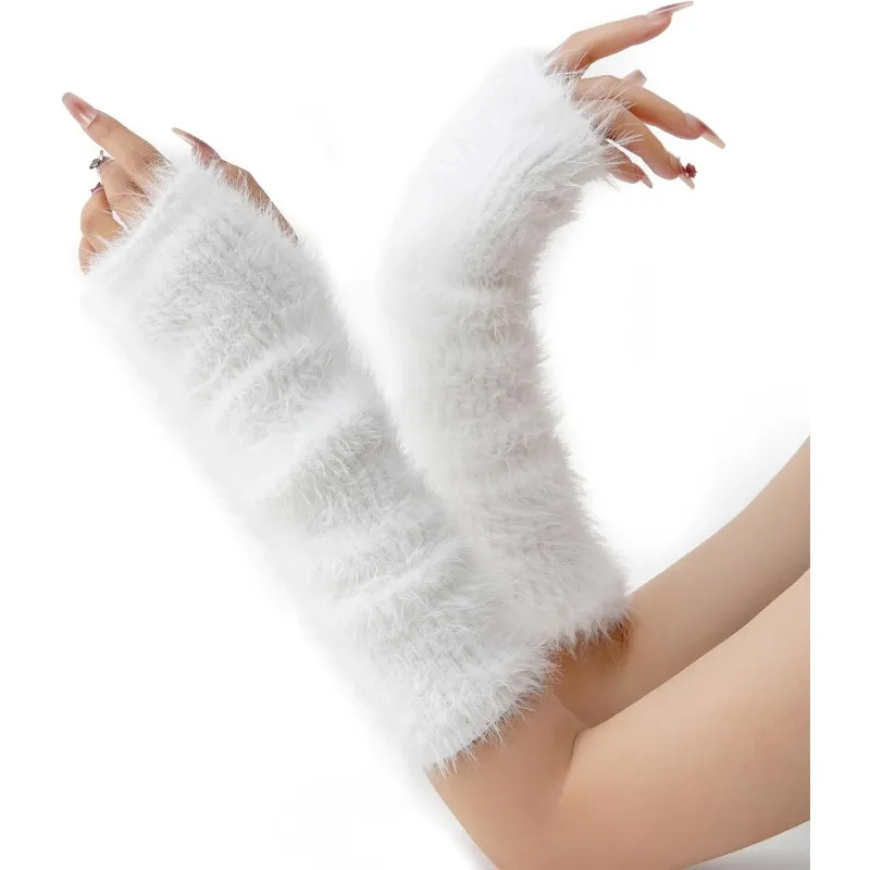 1pairs Frauen Winter Arm Ärmel Wärmer Japanischen Harajuku Y2k Arm Wärmer für Mädchen Samt Fingerlose Handschuhe Gestrickte Arm Hülse – Detail 9