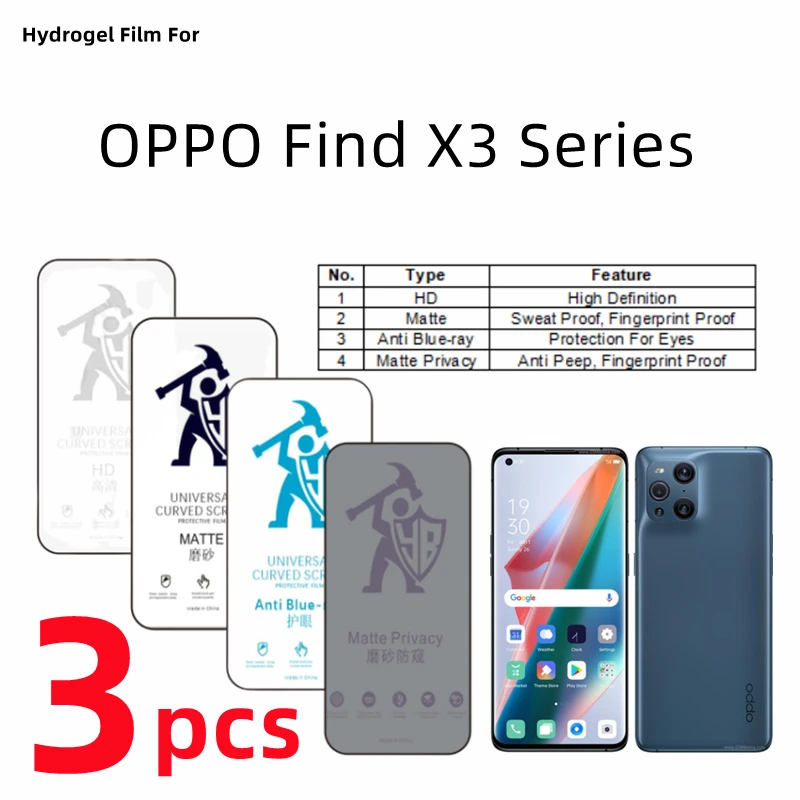 

3 шт., Гидрогелевая Защитная пленка для OPPO Find X3 Pro