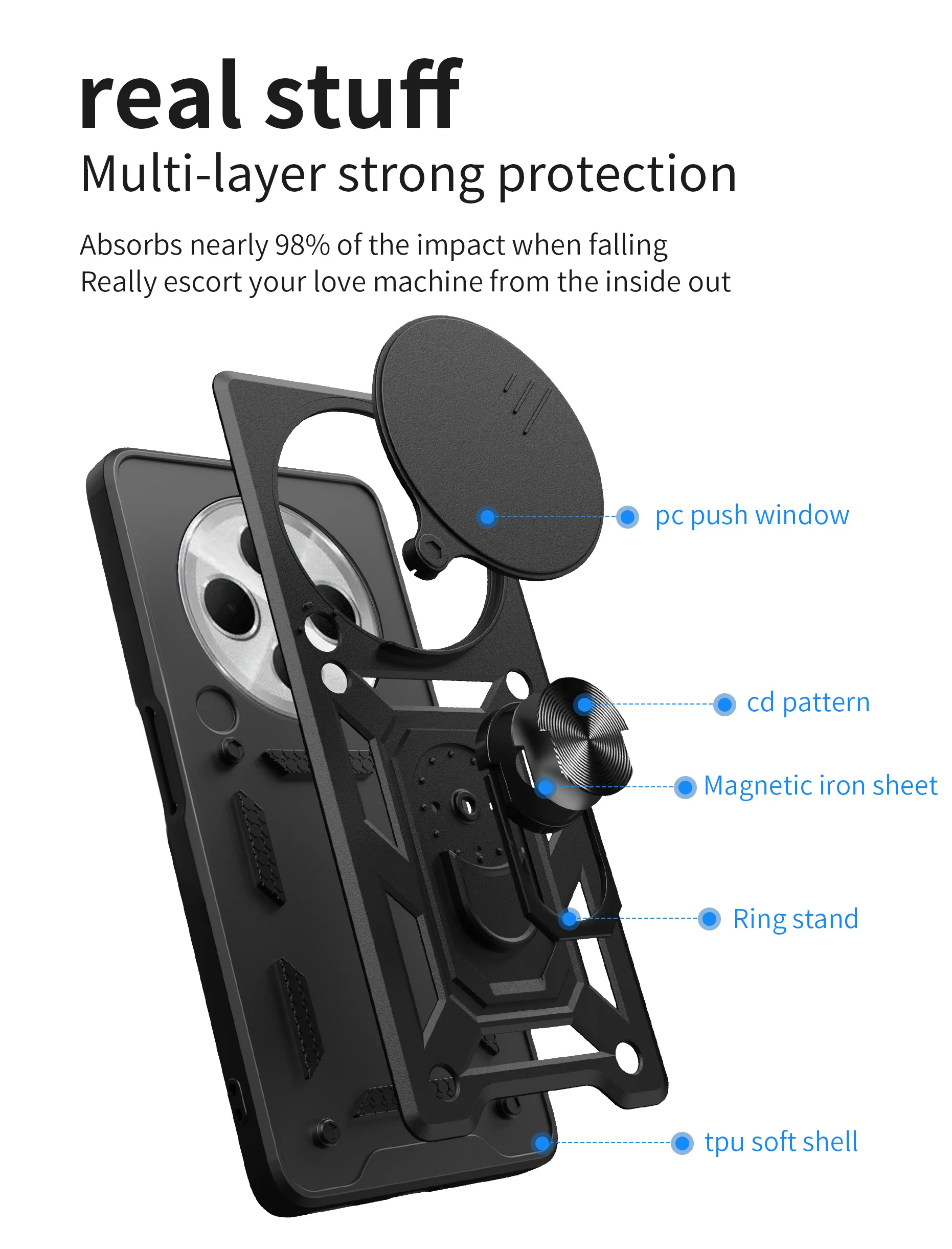 Armor Shockproof Slide Lens Protective Phone Case Cover