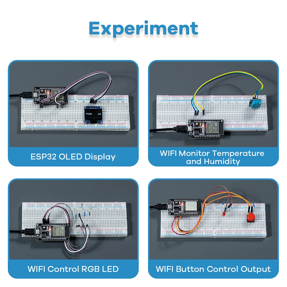 ESP32 ESP-32S WIFI IOT 개발 보드용 프로젝트 학습 키트, 저장 상자 포함, 0.96인치 OLED PIR 모션 센서, 아두이노용