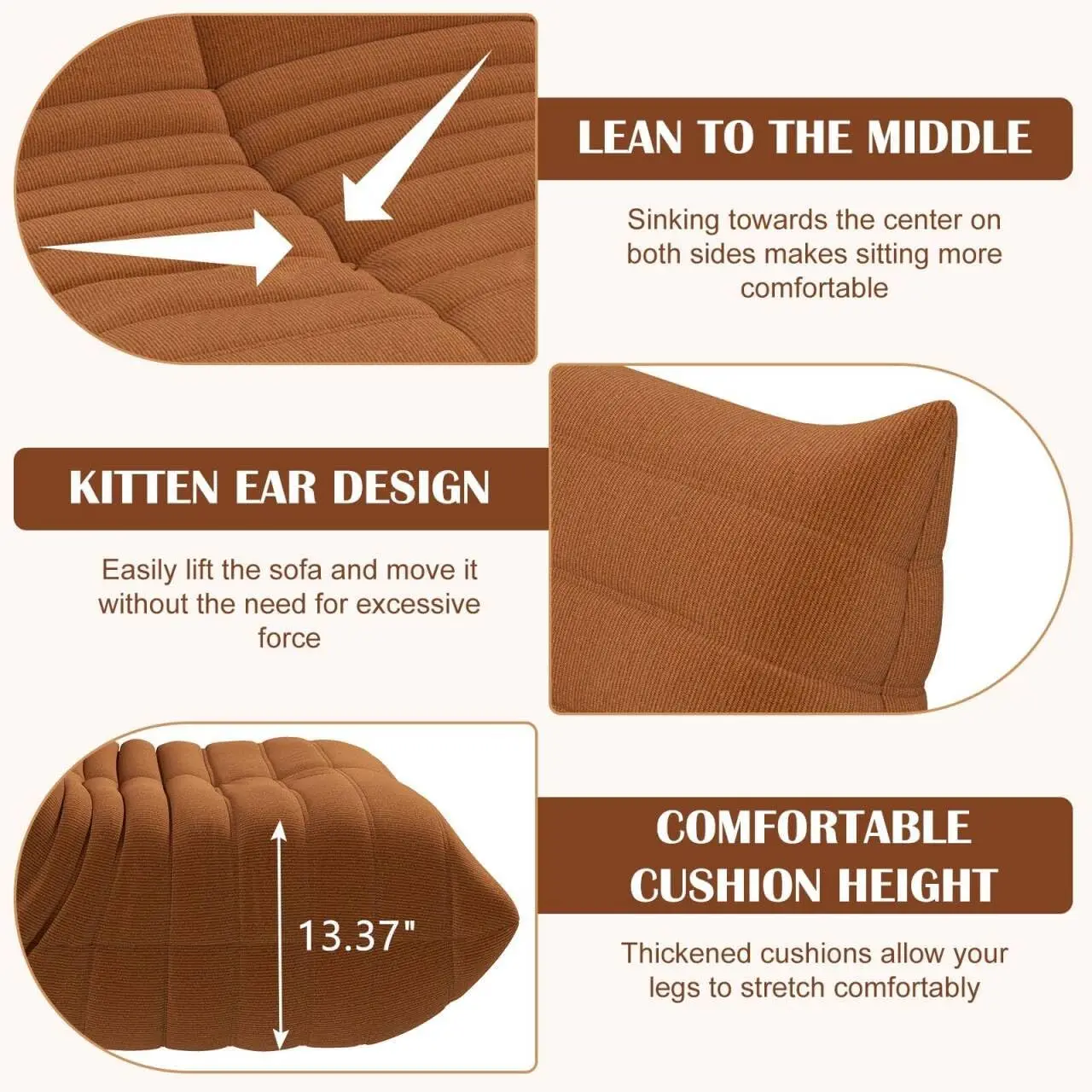 Bean Bag Chair - Adult Bean Bag Chair with Soft Memory Foam & Corduroy, Bean Bag Sofa Beanbag Chair