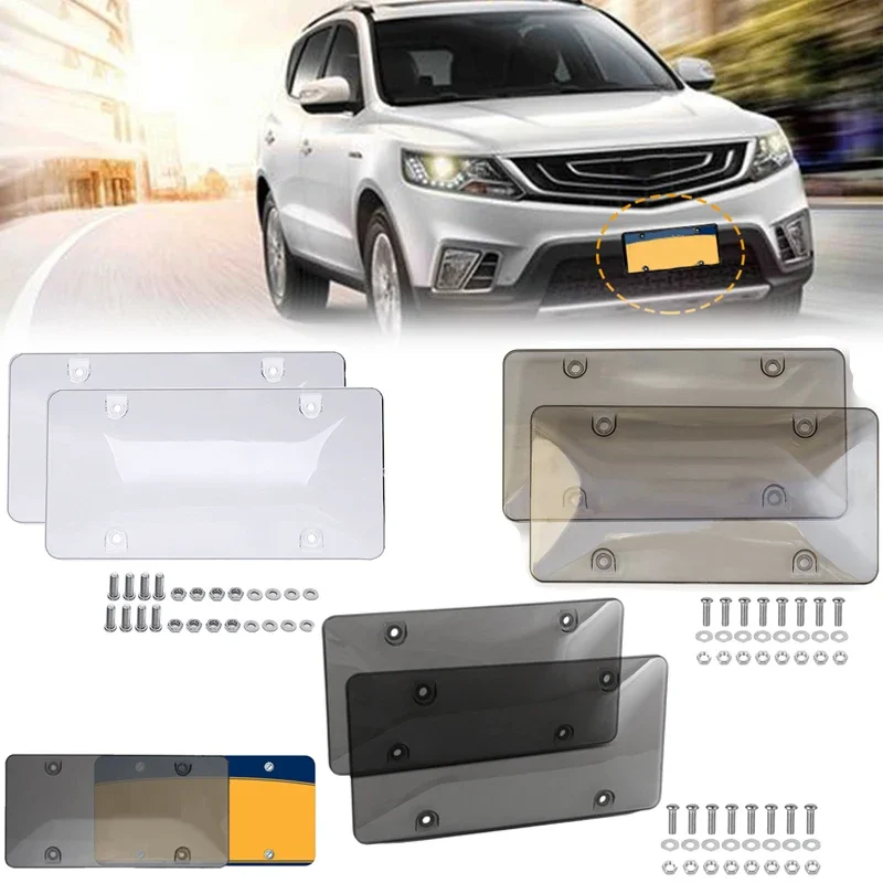 

2Pcs For US Vehicles Reflective License Plate Cover Protective Plate Clear ABS Advanced Polycarbonate 310x160mm