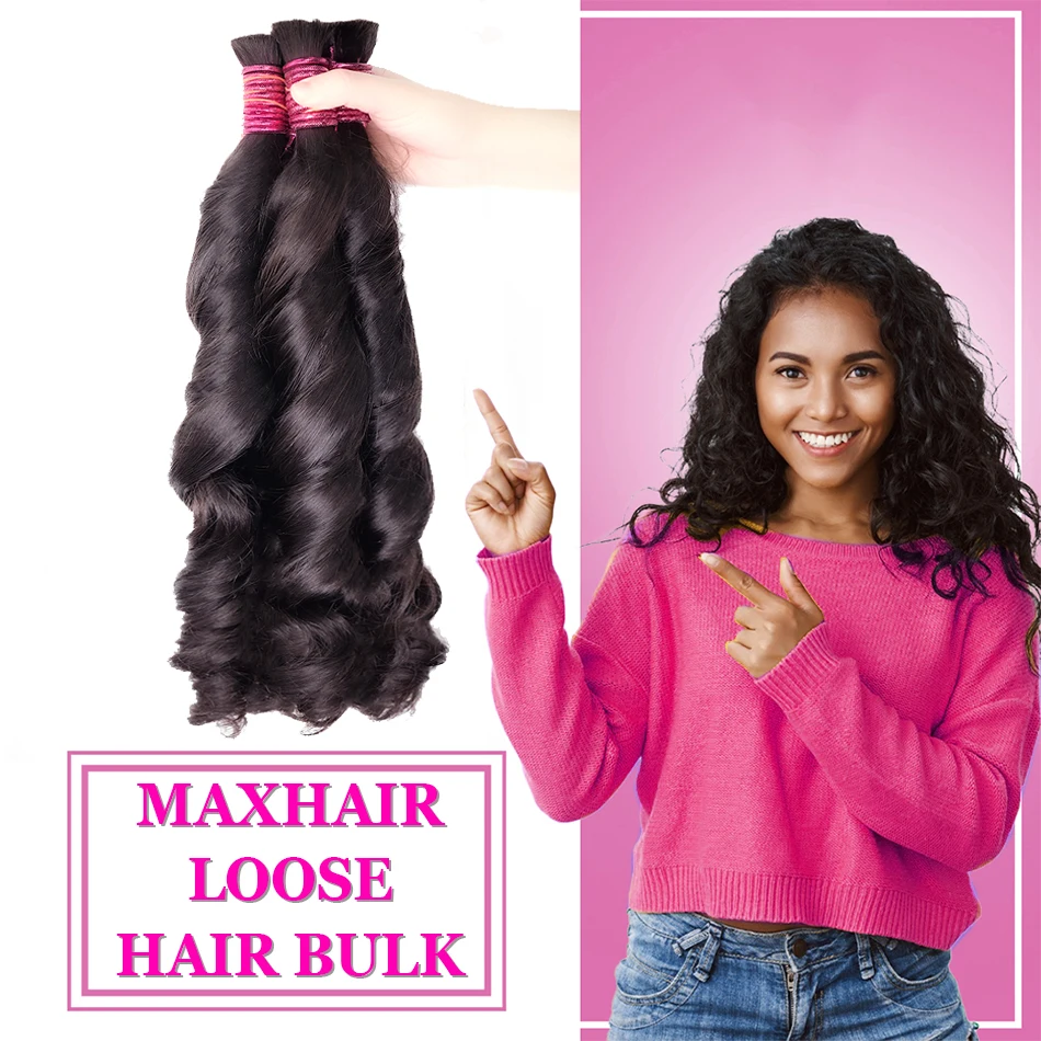 Human Hair Bulk For Braiding Loose Wave Curly No Weft 12A Fuller Tail Burmese Boho Braids Remy Human Hair Extensions