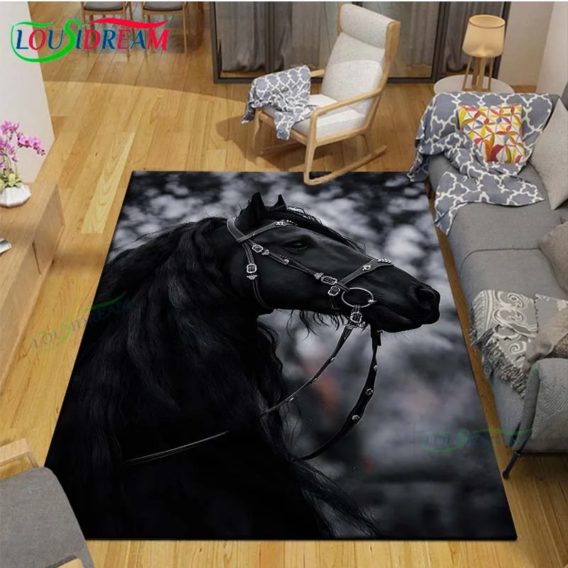 

Fashion 3D Beautiful Horse Printed Carpets Living Room Anti-Skid Area Rug Kids Bedroom Mats Yoga Mat Large Carpet Decor