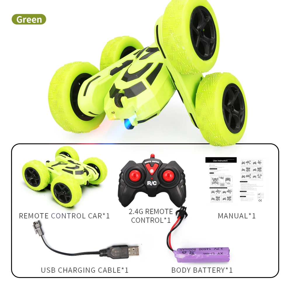 子供用両面ラジコンカー,360度回転,オフロード,男の子用おもちゃ,2.4