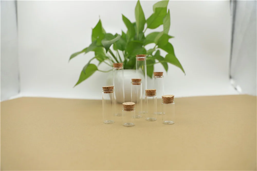 50 Stück Glasflaschen, 22 x 100 mm, 25 ml, Reagenzglas, Korkstopfen, Mini-Gewürzflaschen, Behälter, kleine DIY-Gläser, Fläschchen, winzige Flaschen aus Glas – Detail 1