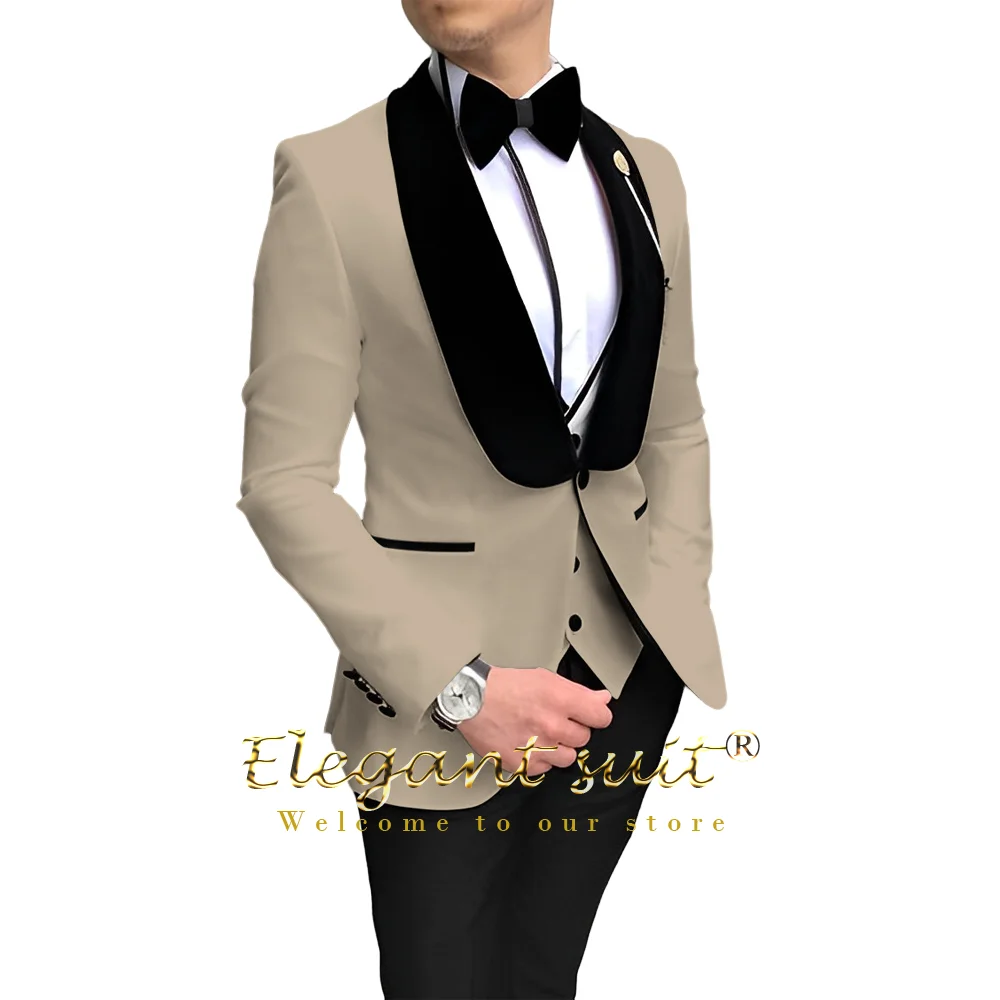 Men's shawl collar suit 3-piece suit (jacket + vest + trousers) men's wedding party event celebration custom dress suit