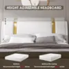 Modern Faux Leather Upholstered Platform Bed Frame with Golden Iron Metal Decor, Adjustable Curved Headboard,King Size, White 5