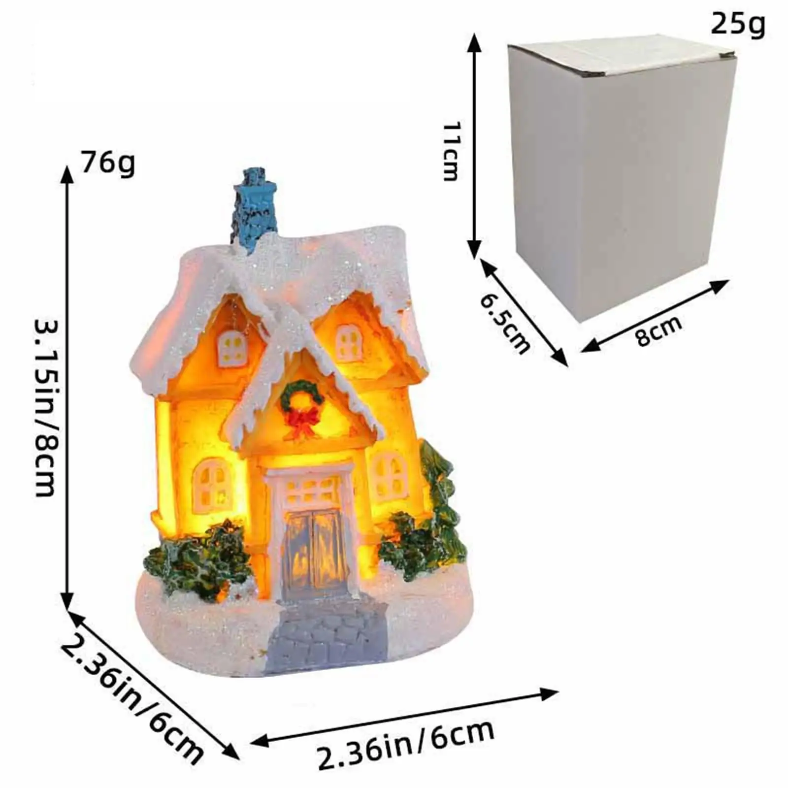 Christmas Snow Village House Desktop Decoration for New Year Bedroom Balcony