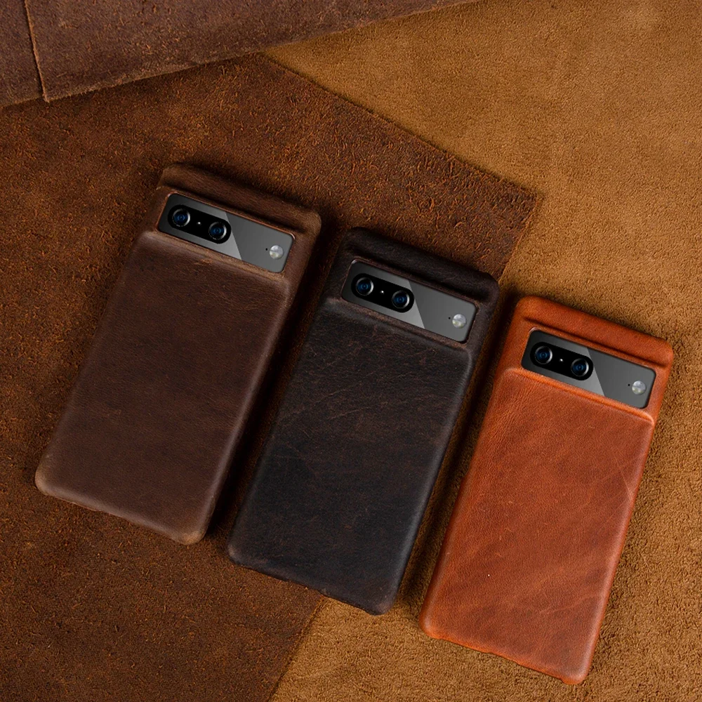 ZWW Crazy House Genuine Leather Vintage Aesthetic Phone Case