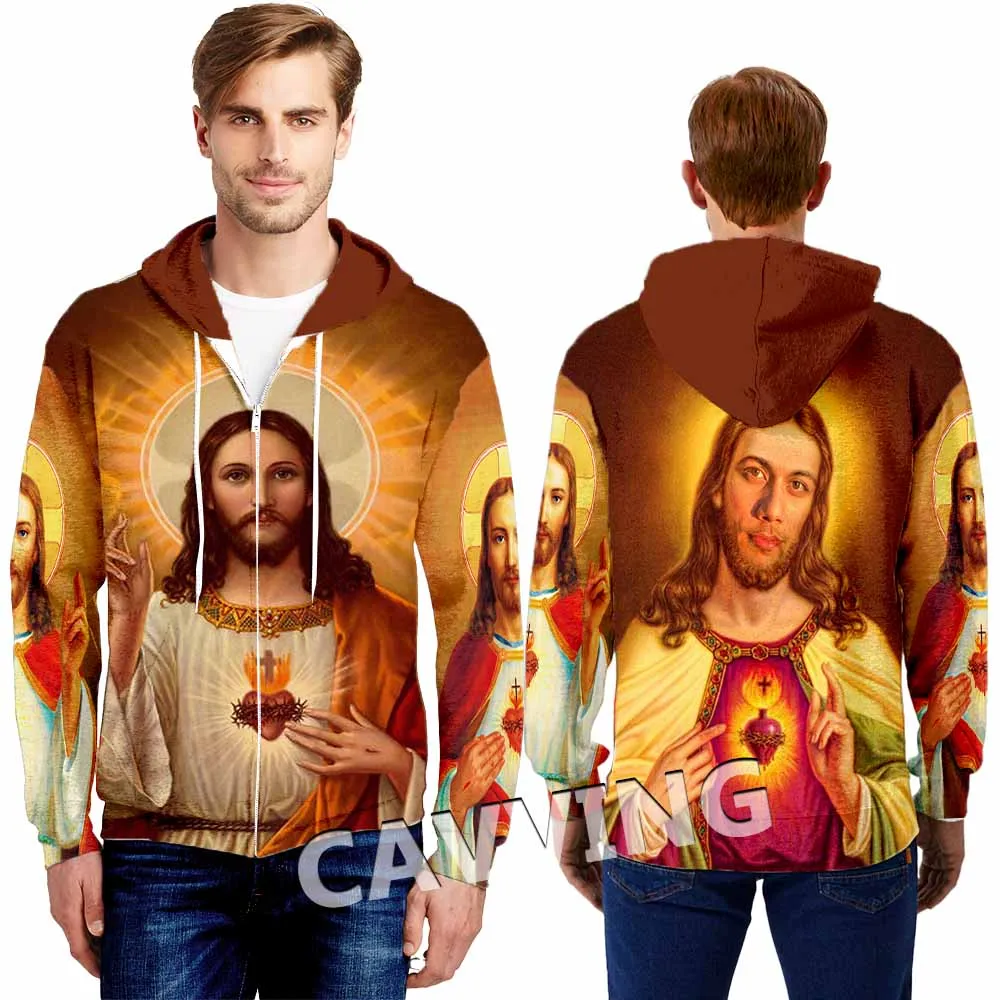 

New Fashion 3D Print Jesus Zipper Hoodies Zip Up Hooded Sweatshirts Harajuku Hoodies Hip Hop Sweatshirts