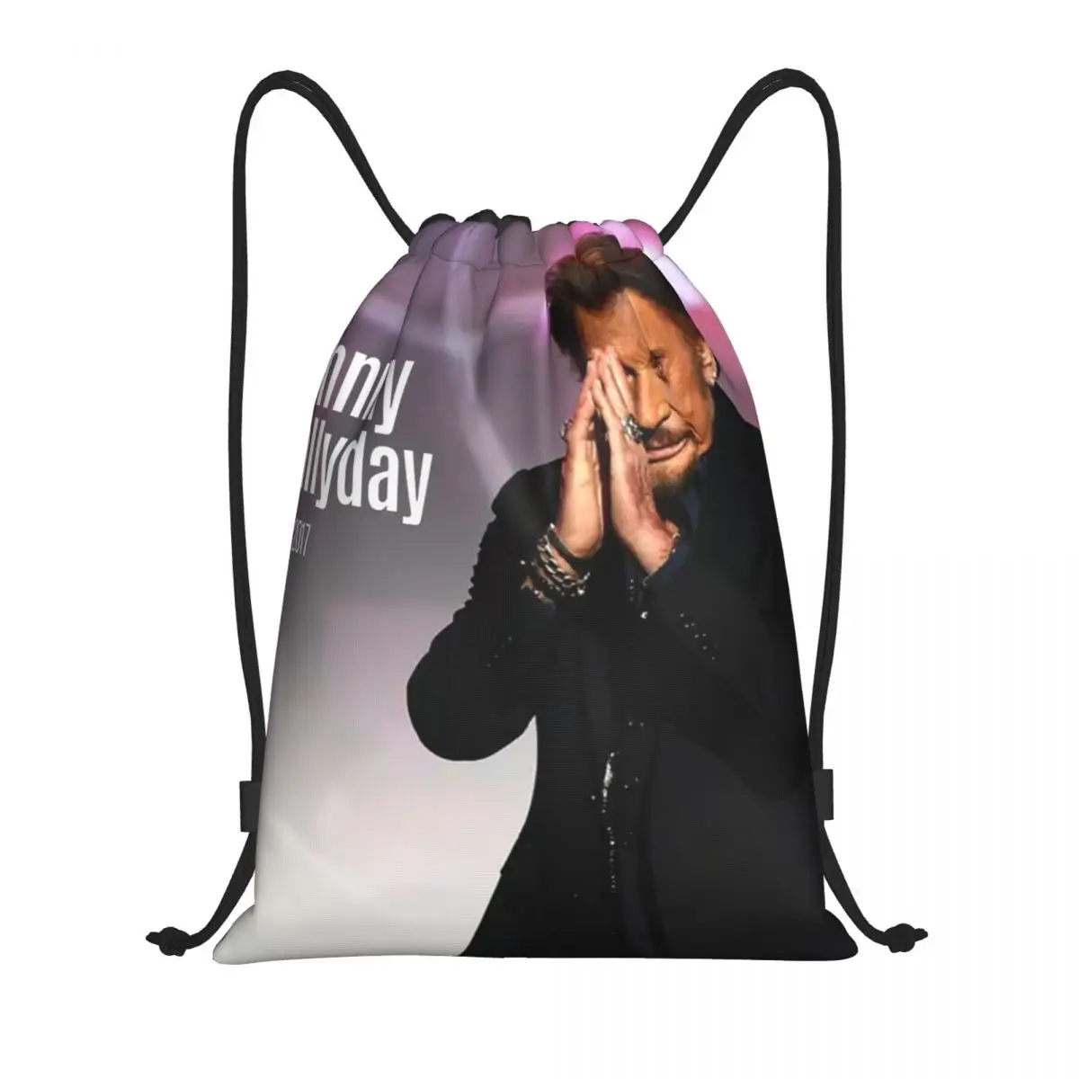 

Rock Johnny Hallyday Drawstring Backpack Women Men Gym Sport Sackpack Foldable French Singer Music Shopping Bag Sack