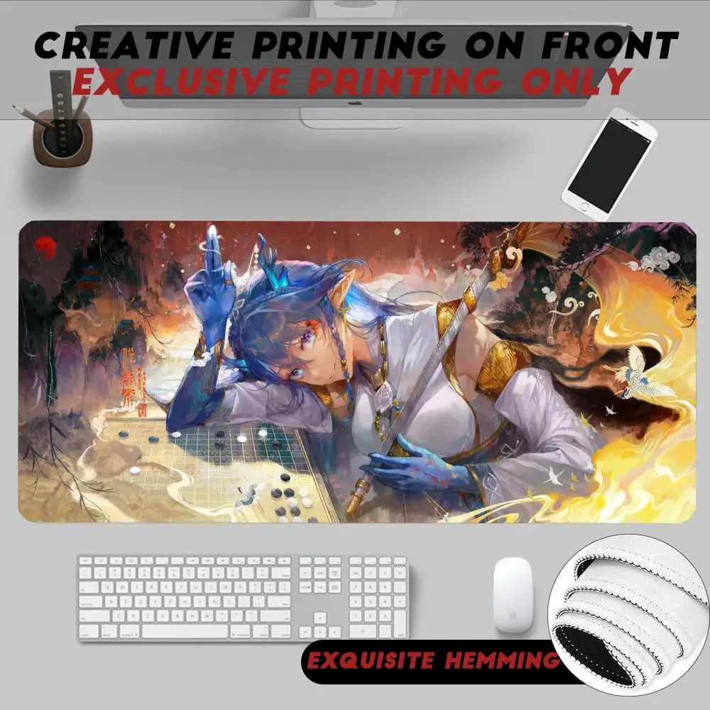 

Fashion Game Arknights Cute Ling Mouse Pad Non-Slip Rubber Edge locking mousepads Game play mats for notebook PC computer