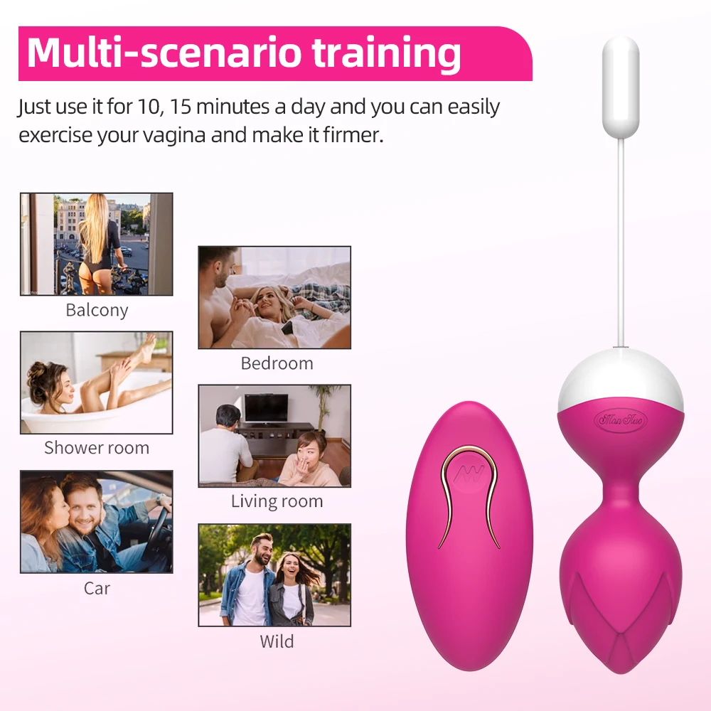 Remote Control Kegel Ball Vaginal Tighten Exercise Trainer Ben Wa Wireless 10 Speeds Vibrating Eggs Vibrator Sex Toys for Women kegel balls
