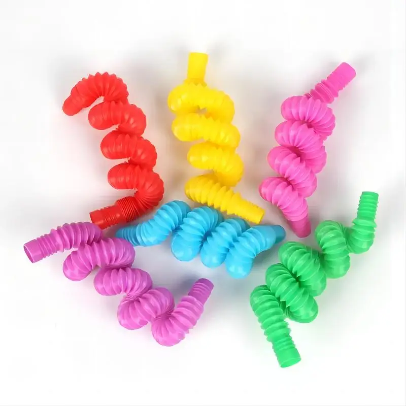 10/20/30PCS Colorful Pop Tube Rainbow Fidget Toys Telescopic Tube Stress Relief Toys Plastic Stretch Pipe Decompression Toy Gift 5