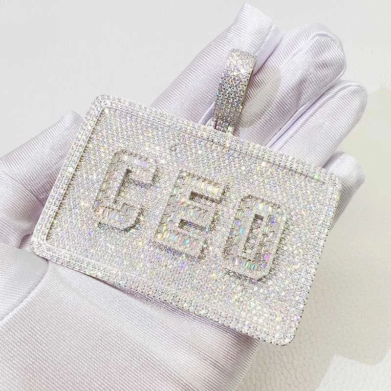 Hiphoip-아이스 모이사나이트 CEO 펜던트,  D 컬러 VVS1 모이사나이트 쿠바 펜던트 패스 다이아몬드 테스터 선물