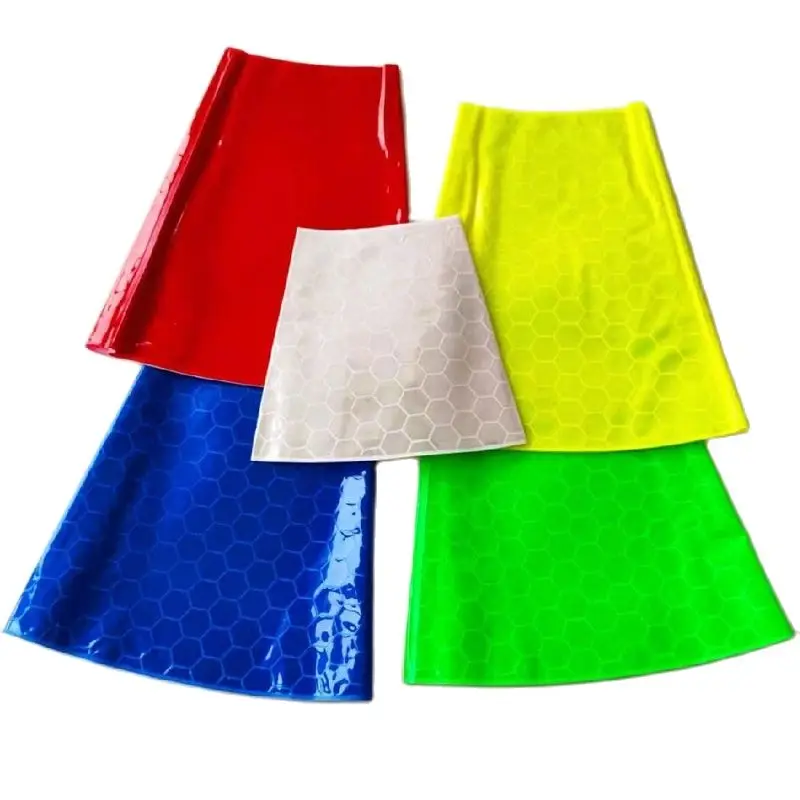 High visibility PVC Fluorescent Yellow Reflective Road Cone Sleeve 14cm*20cm*25cm