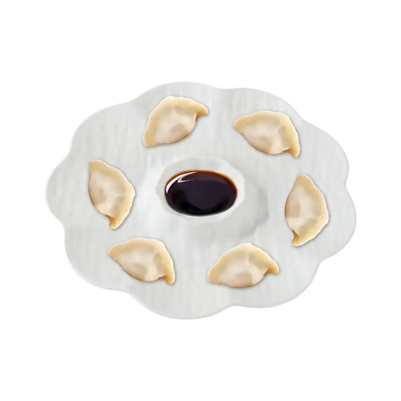 Flower Shape Seasoning Dish Seasoning Dishes Dipping Bowl Dumpling Plates With Sauce Compartment For Home Wedding Family