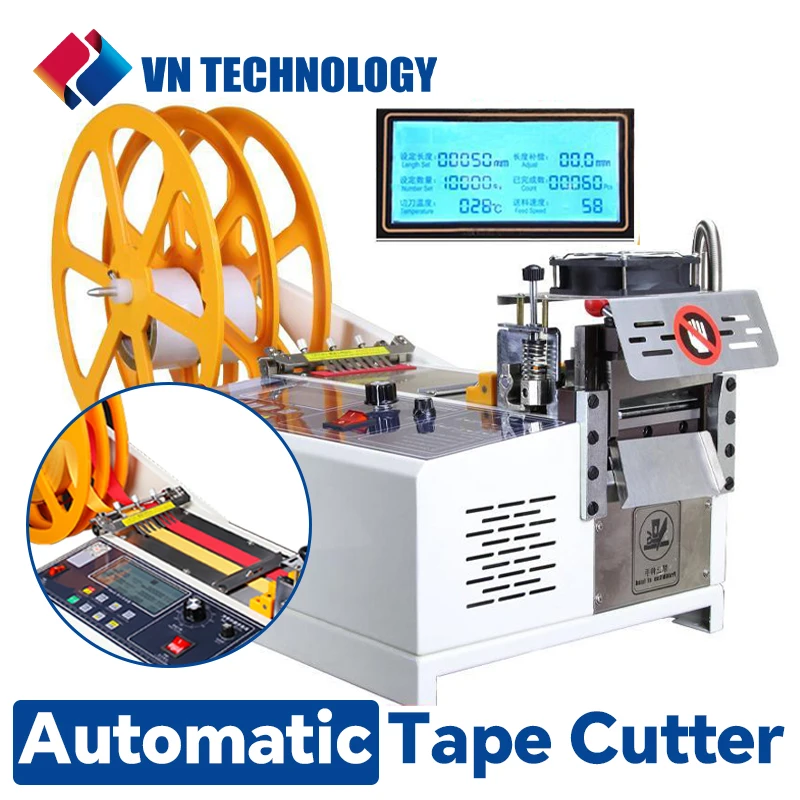 Webbing Cutter, Automatic Hot and Cold Rope Cutting Braided Tape Cutting Machine for Ribbon Elastic Band Webbing Zipper Tape